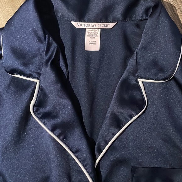 Victoria's Secret Dream Angels Satin Button-front Romper - Navy - Picture 3 of 5